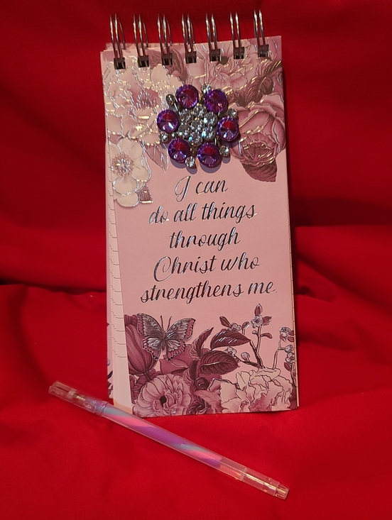 Pooch & Sweetheart Other - Faith-Inspired Purple Floral Notepad Purple Gem Accent Philippines 4:13. NWT